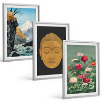 BILDER SET 3er Set - 40x60 cm Silberner Rahmen - Japanische Natur, Japandi-Kultur - Silberfarben, Kunststoff (40/60cm) - TULUP