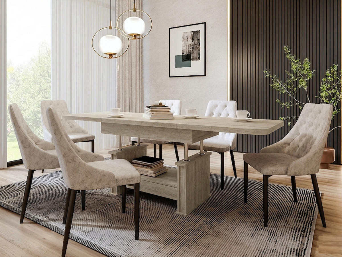 COUCHTISCH rechteckig Sonoma Eiche ausziehbar höhenverstellbar - Sonoma Eiche, Holzwerkstoff (70/120/60cm) - designimpex