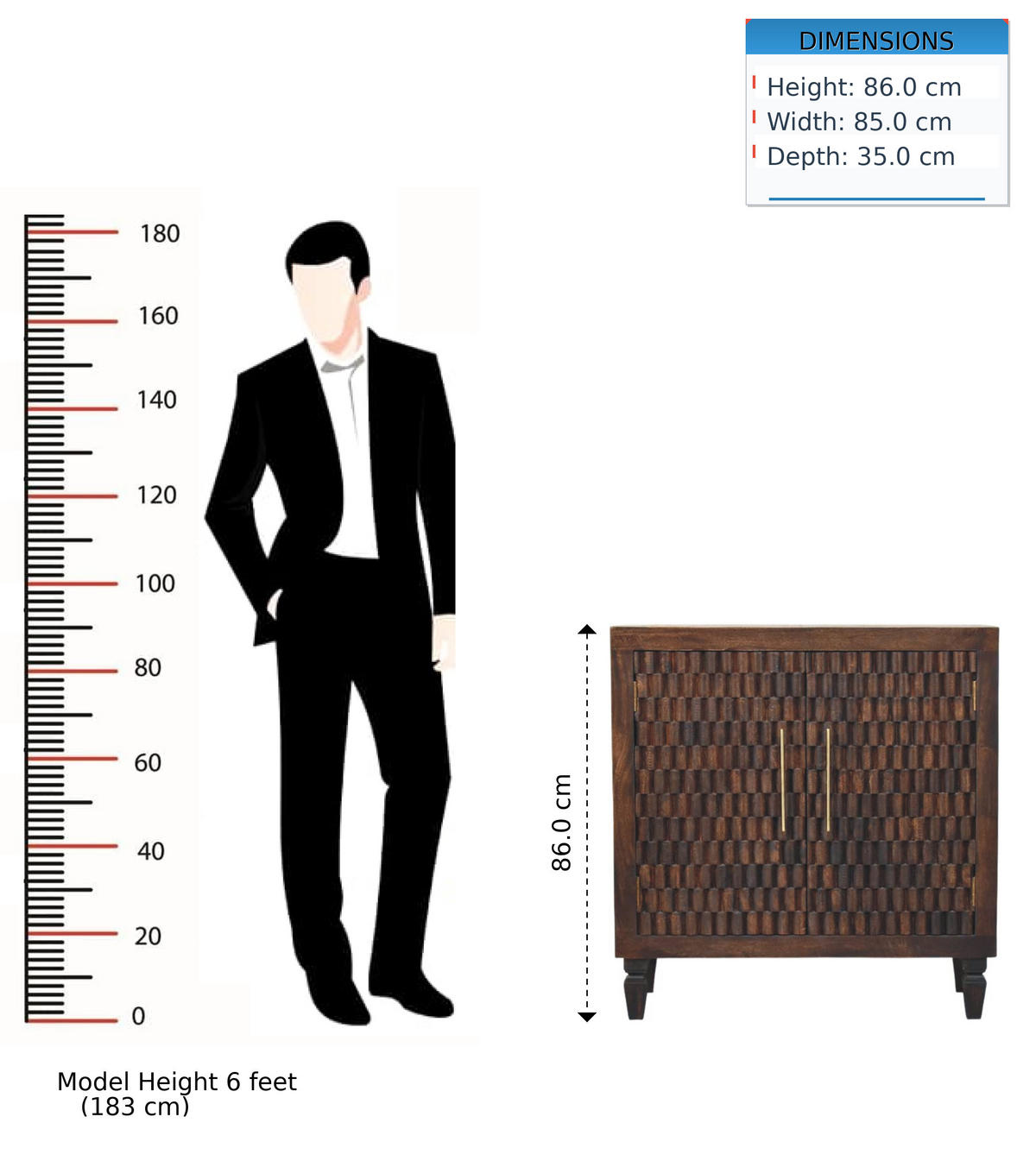 SCHRANK mit Samt-Mokka-Finish, 2 Innenablagen, 2 Türen, dunkelbraun. - Dunkelbraun/Goldfarben, Holz/Metall (85/86/35cm) - Artisan Furniture