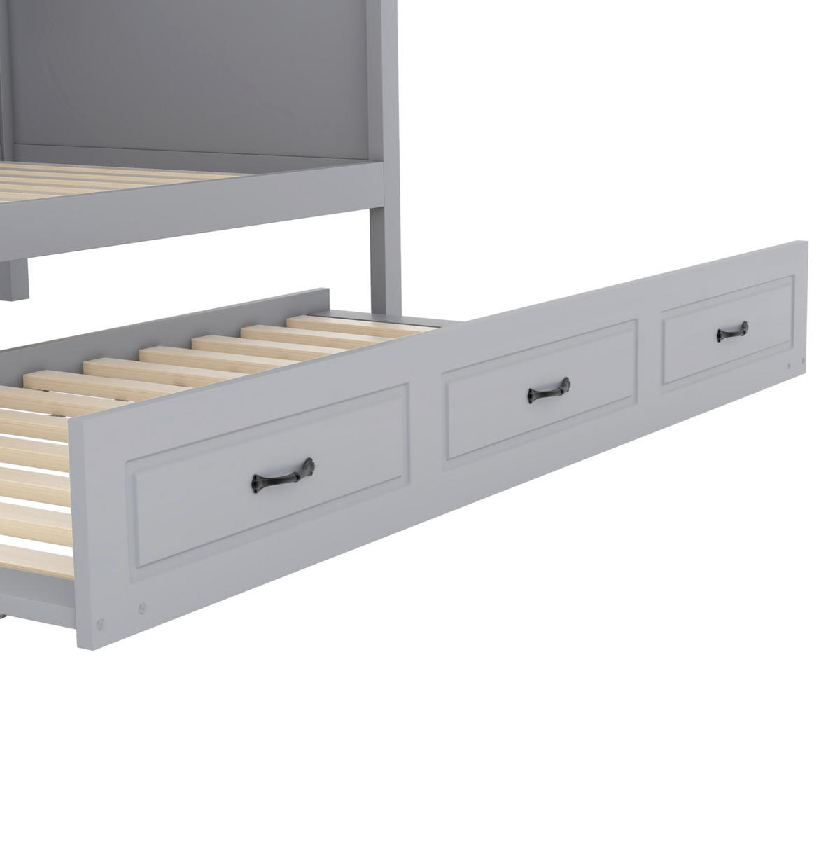 BETT 90/200 cm Grau aus Spanplatte und MDF mit LED-Beleuchtung und Bett - Grau, Holzwerkstoff (90/200cm) - OKMYHOME