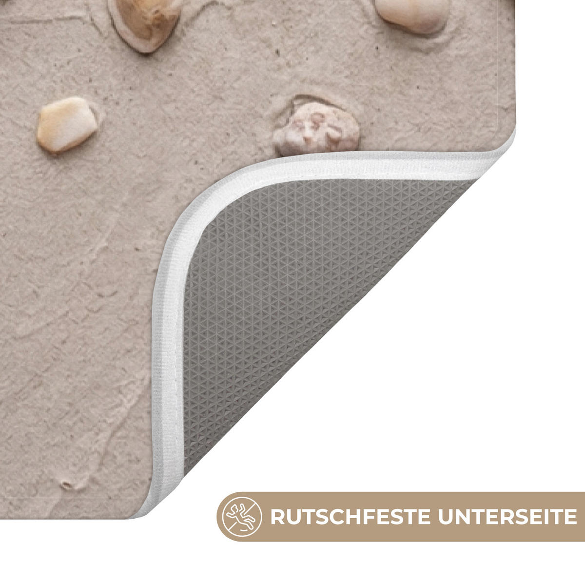 KÚPEĽŇOVÁ PREDLOŽKA Mušle - Hviezdice - Pláž 60x90 cm - piesková/krémová, textil/plast (60/90cm) - OnlyWow