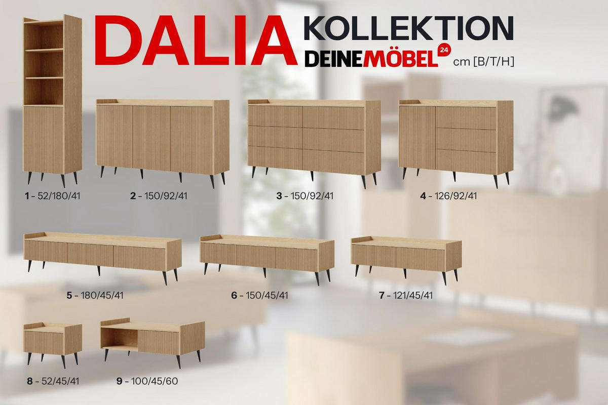 REGAL DALIA 01 52 / 180 / 41 cm in Frühlingseiche - Walnussfarben, Holzwerkstoff (52/180/41cm) - Deine Möbel 24