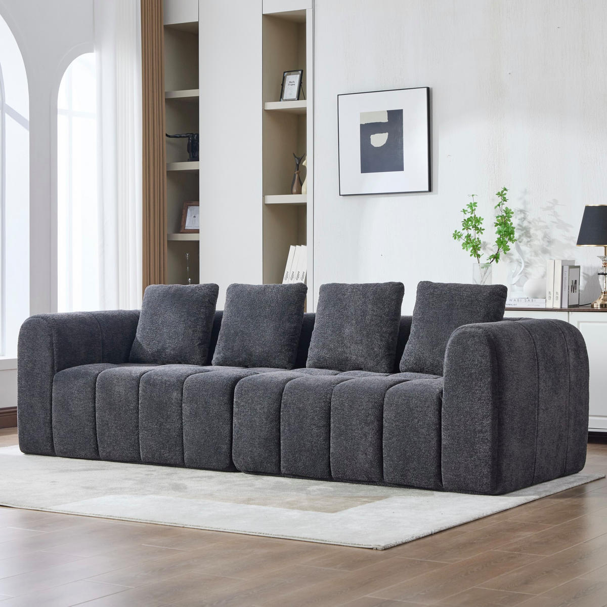 SOFA modular 2er-Set 260 cm Stoff Dark Grey - Dunkelgrau, Holzwerkstoff (95.5/70/260cm) - Meubliv