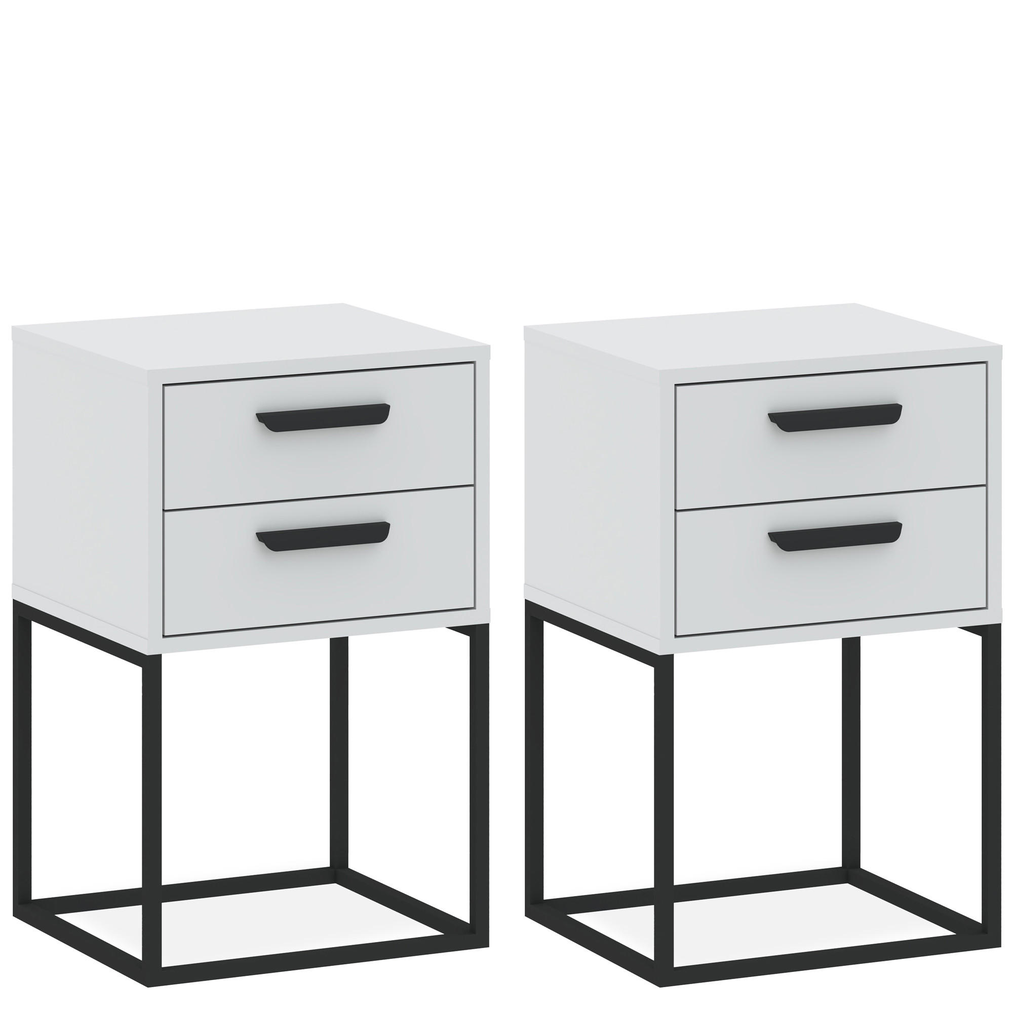 NACHTTISCH RECTUS 2-er Set - Schwarz/Weiß, Holzwerkstoff (40/65/39cm) - KONSIMO®