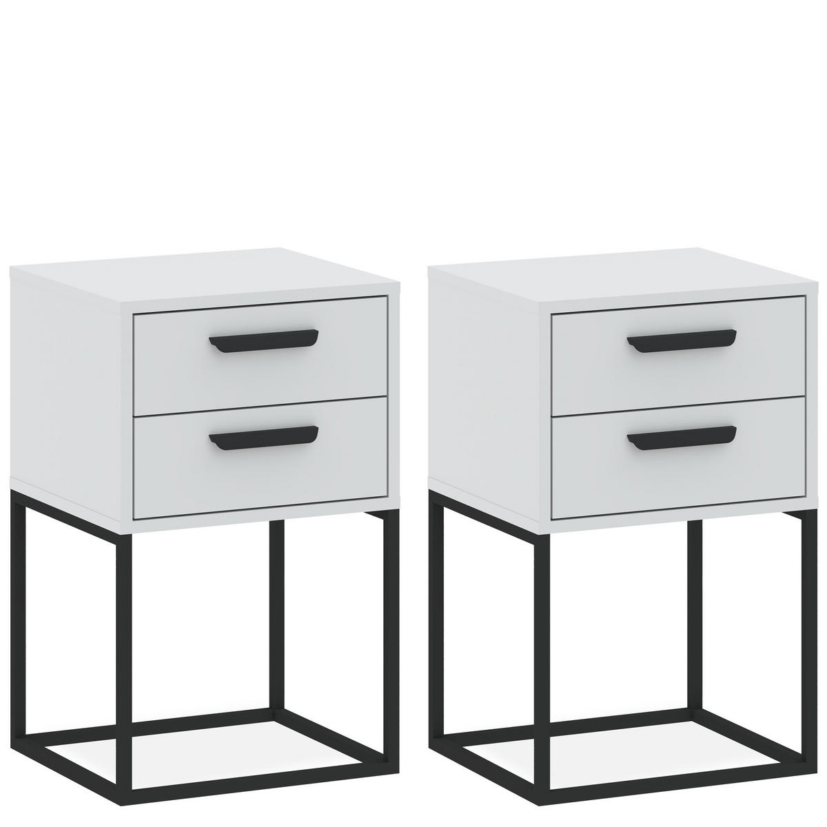 NACHTTISCH RECTUS 2-er Set - Schwarz/Weiß, Holzwerkstoff (40/65/39cm) - KONSIMO®