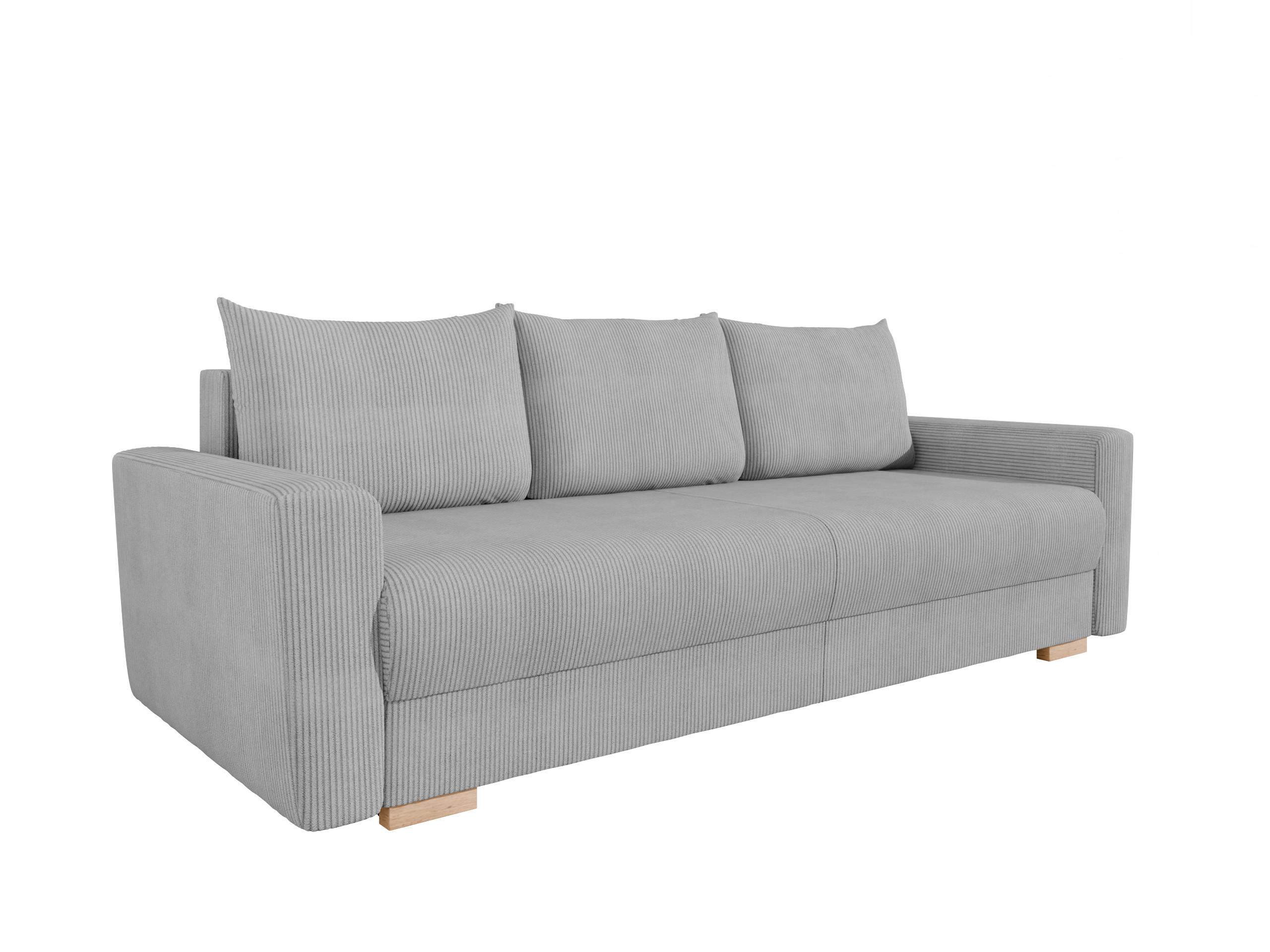 3-SITZER-SCHLAFSOFA ELMA mit Bettfunktion, hellgrau - Hellgrau, Holz (92.5/79/230cm) - Panda Möbel