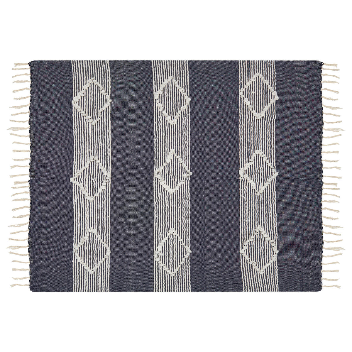 DECKE Dunkelblau Nemli 155/130 cm - Dunkelblau, Textil (130/150cm) - Beliani