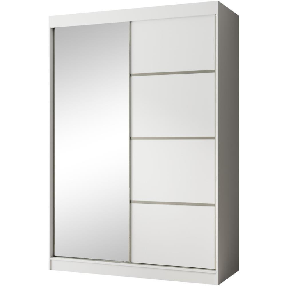 SCHWEBETÜRENSCHRANK Paco 150/215/61 2-türig weiß mit Spiegel - Weiß, Holzwerkstoff (150/215/61cm) - Beautysofa