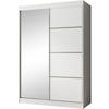 SCHWEBETÜRENSCHRANK Paco 150/215/61 2-türig weiß mit Spiegel - Weiß, Holzwerkstoff (150/215/61cm) - Beautysofa