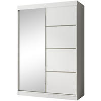 SCHWEBETÜRENSCHRANK Paco 150/215/61 2-türig weiß mit Spiegel - Weiß, Holzwerkstoff (150/215/61cm) - Beautysofa