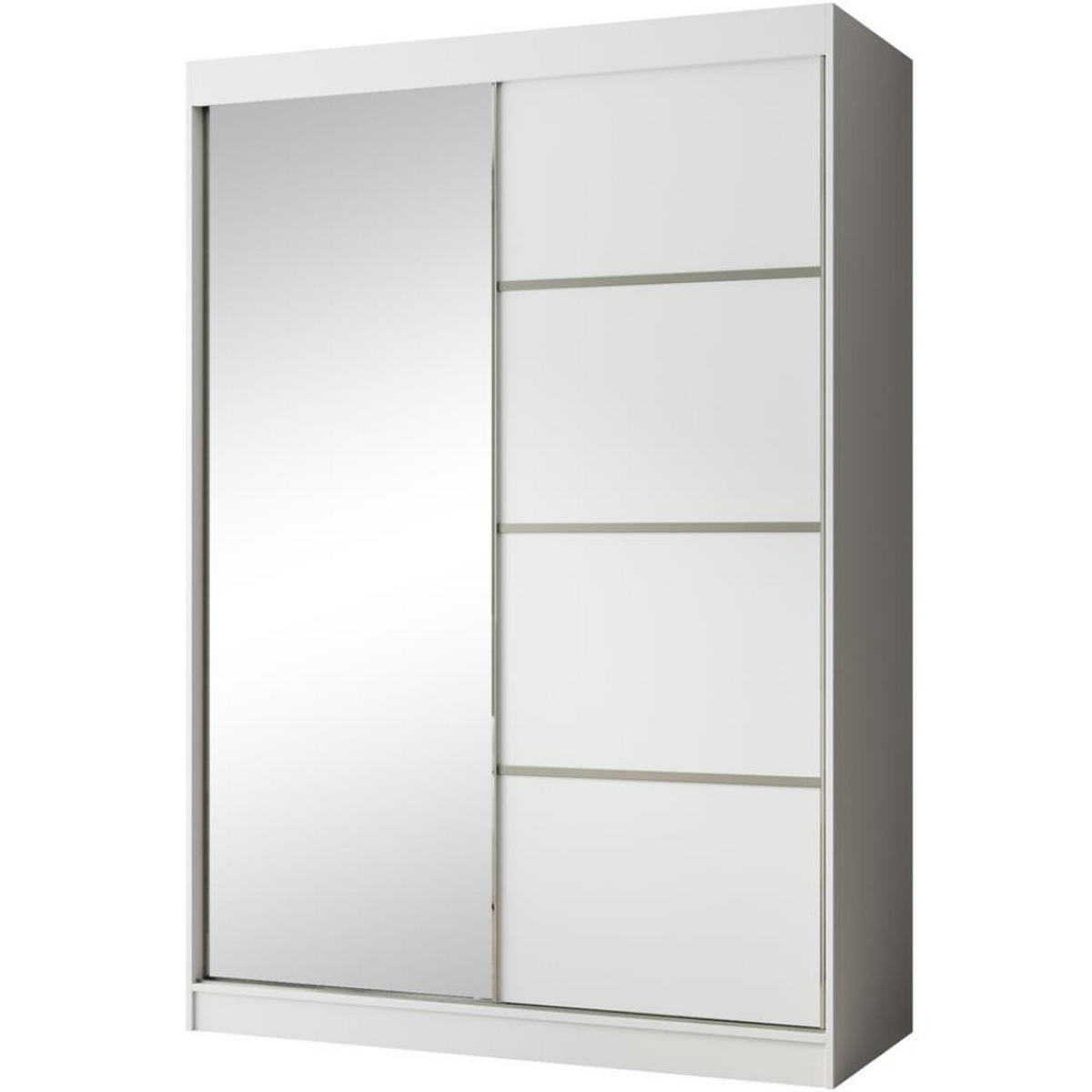 SCHWEBETÜRENSCHRANK Paco 150/215/61 2-türig weiß mit Spiegel - Weiß, Holzwerkstoff (150/215/61cm) - Beautysofa