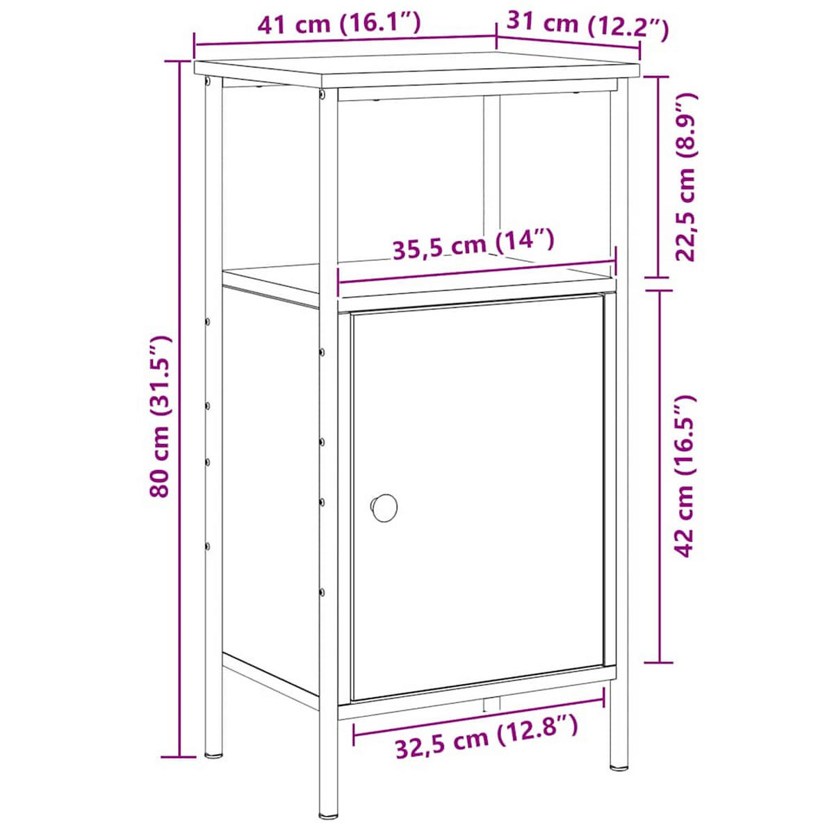 NACHTTISCH Artisan-Eiche 41/31/80 Cm Holzwerkstoff - Braun, Holzwerkstoff (31/80/41cm) - vidaXL