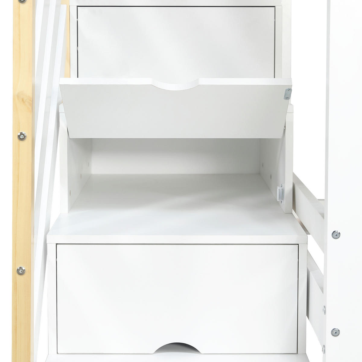 ETAGENBETT Hausform Weiß/Natur - Naturfarben, Holz (90/200cm) - ComfortXL