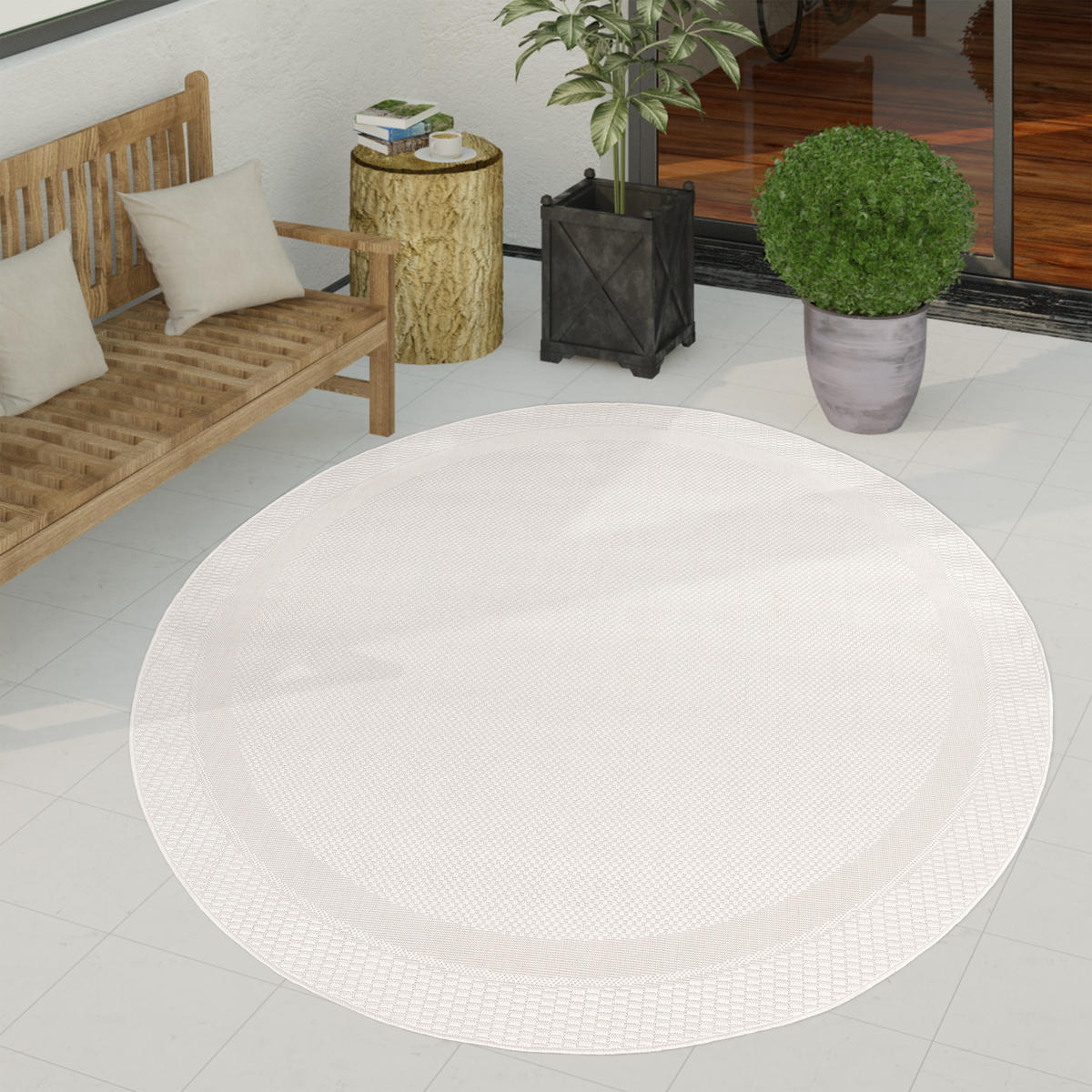 OUTDOORTEPPICH 120/120 cm Roma 272 - Weiß, Textil (120/120cm) - Paco Home
