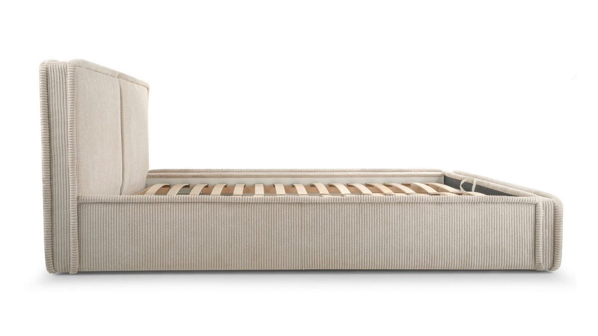 POLSTERBETT - Bett 04 - 160x200 - Beige (Poso 02) - Beige, Holz/Textil (160/200cm) - Möblo