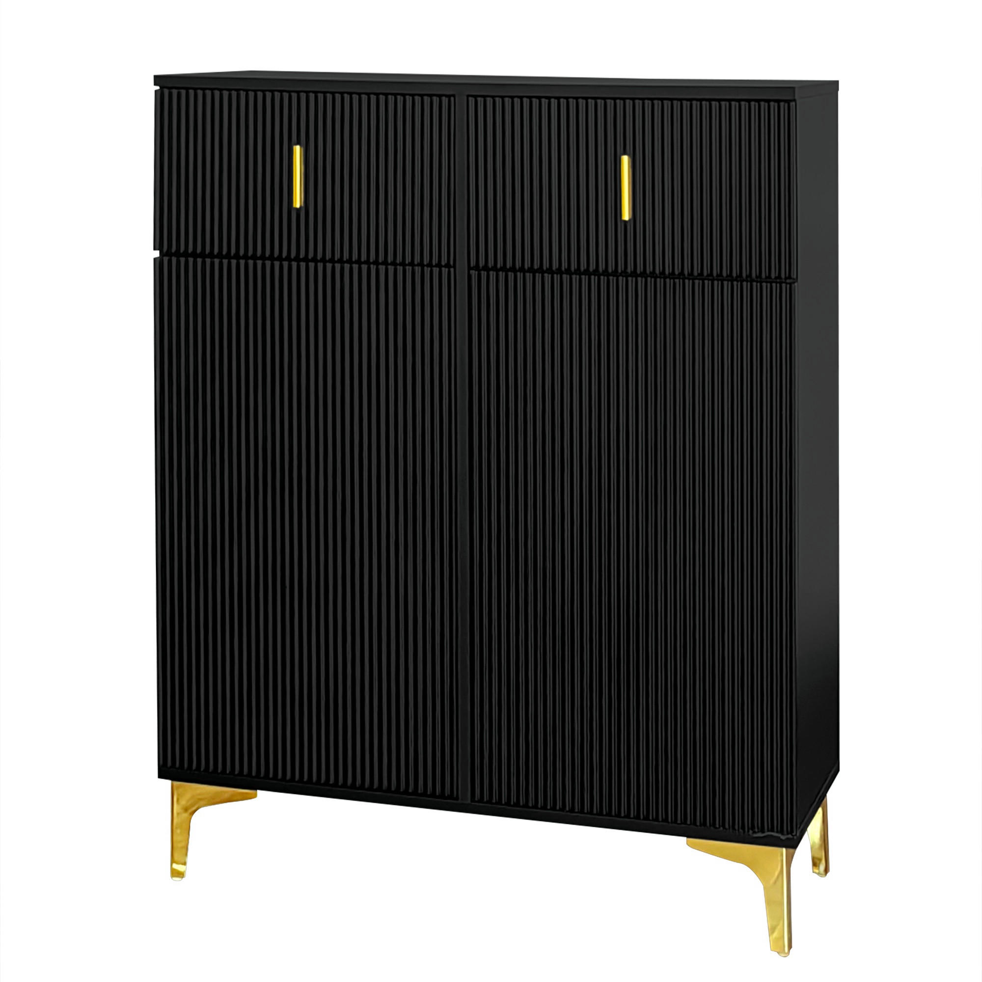 HIGHBOARD DE-38221 83/35/101 cm mit 2 Schubladen Schwarz - Schwarz, Holzwerkstoff (83/101/35cm) - ComfortXL