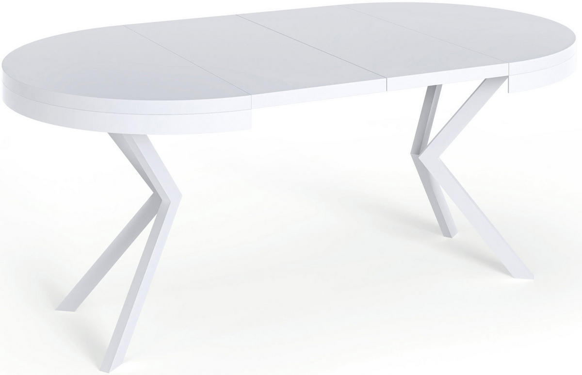 ESSTISCH Della runder ausziehbarer, Marmor Weiß 100-180/100/76 cm - Ecru/Weiß, Holzwerkstoff/Metall (100/180/76cm) - WFL GROUP