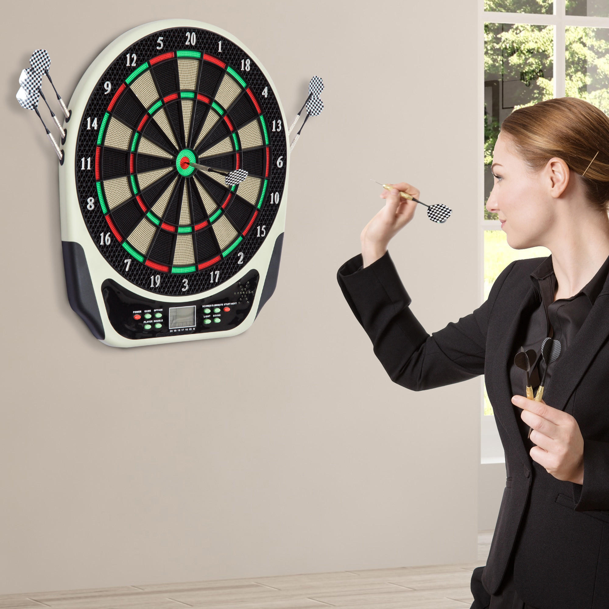 ELEKTRONISCHE Dartscheibe - Schwarz, Kunststoff (50/3.2/44cm) - HOMCOM
