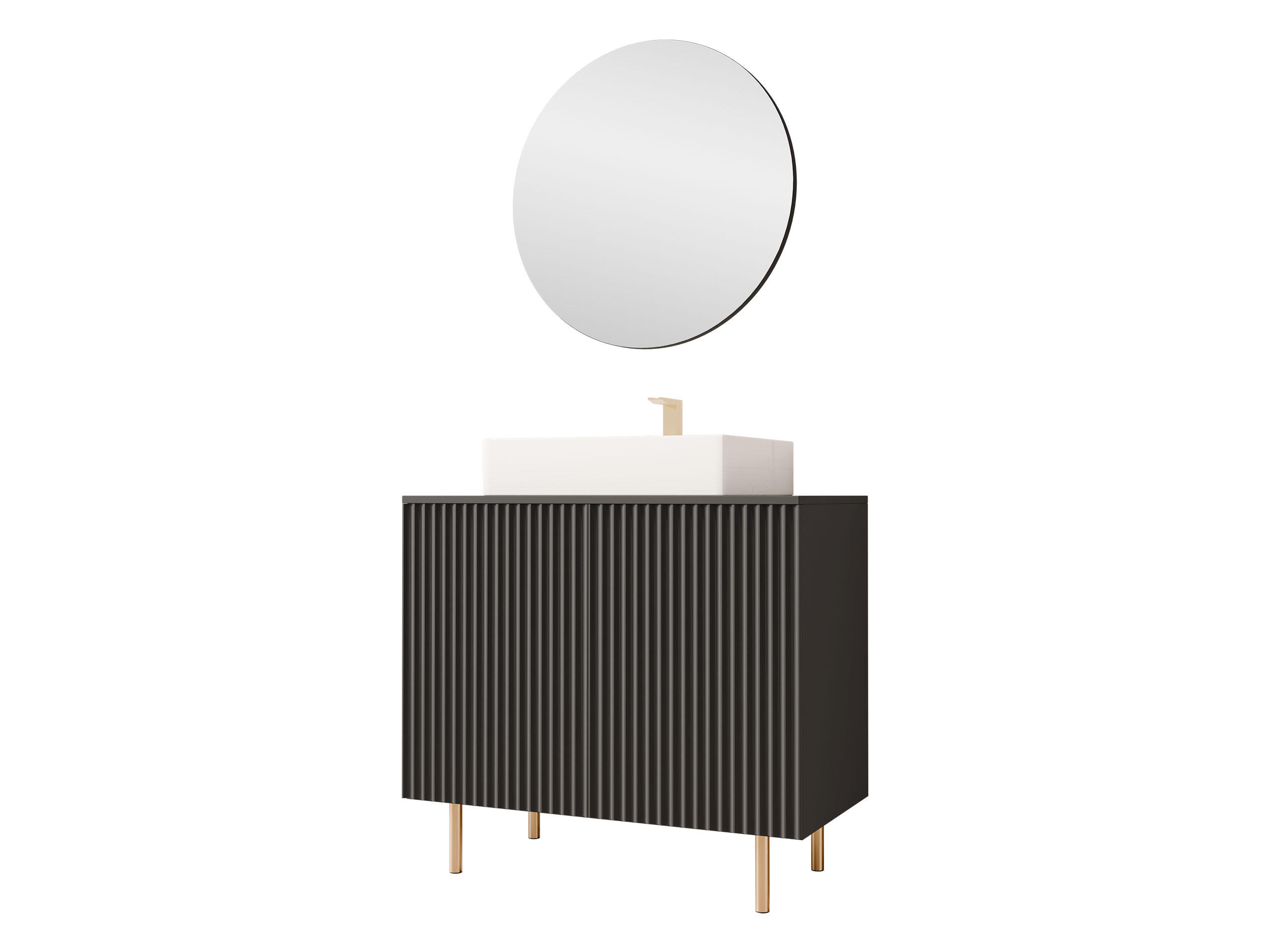 BADMÖBEL-SET Nubia I - Goldfarben/Schwarz, Holzwerkstoff/Metall (87/79/45cm) - MIRJAN24