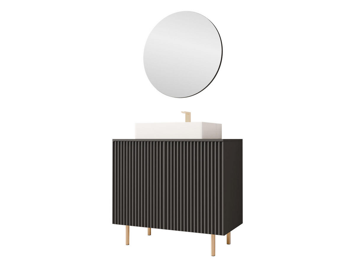BADMÖBEL-SET Nubia I - Goldfarben/Schwarz, Holzwerkstoff/Metall (87/79/45cm) - MIRJAN24
