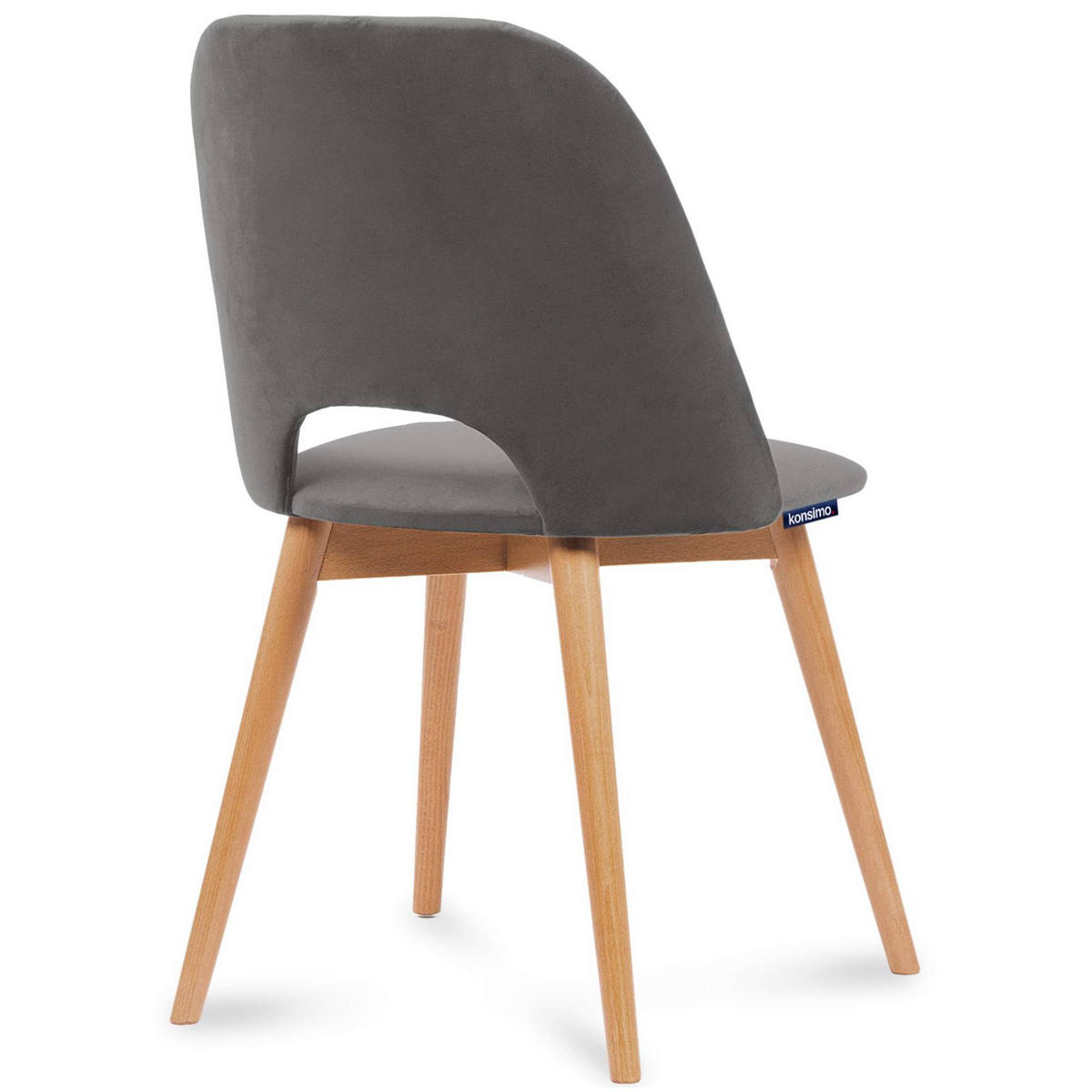 ESSZIMMERSTUHLE TINO 2-tlg Velours-Sitz, Grau - Eichefarben/Grau, Holz/Textil (48/86/44cm) - KONSIMO®