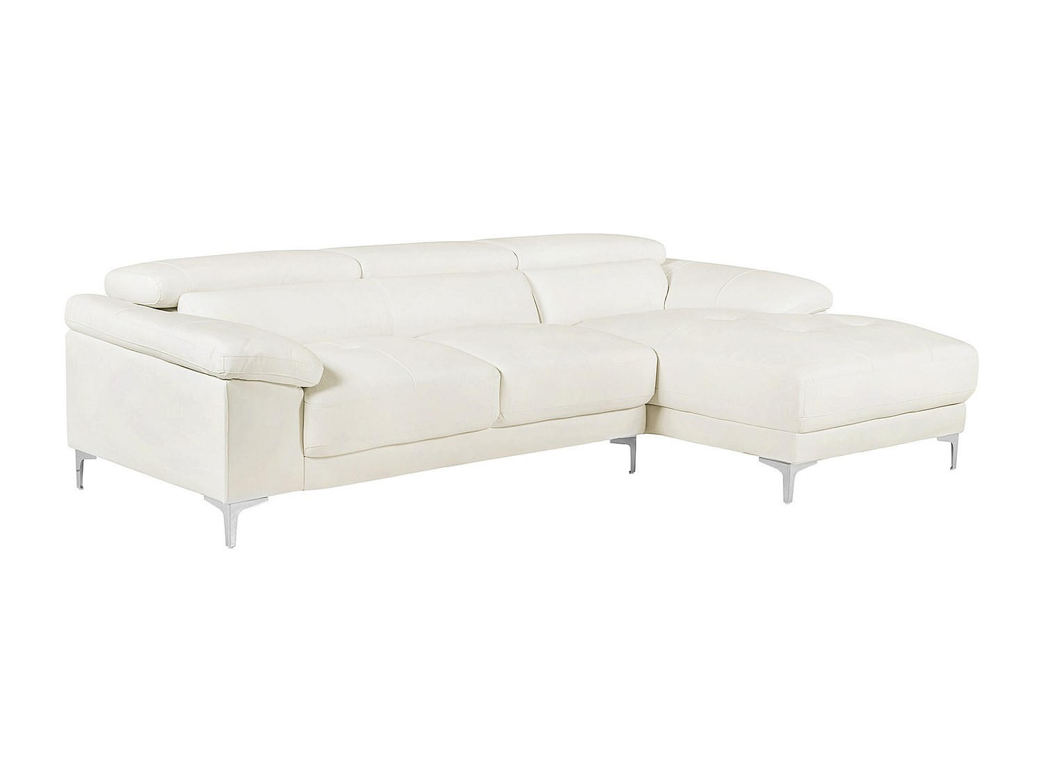 ECKSOFA - Ecke Rechts - Leder - Weiß - SOLANGE - Weiß, Leder (265/167cm) - Vente-Unique