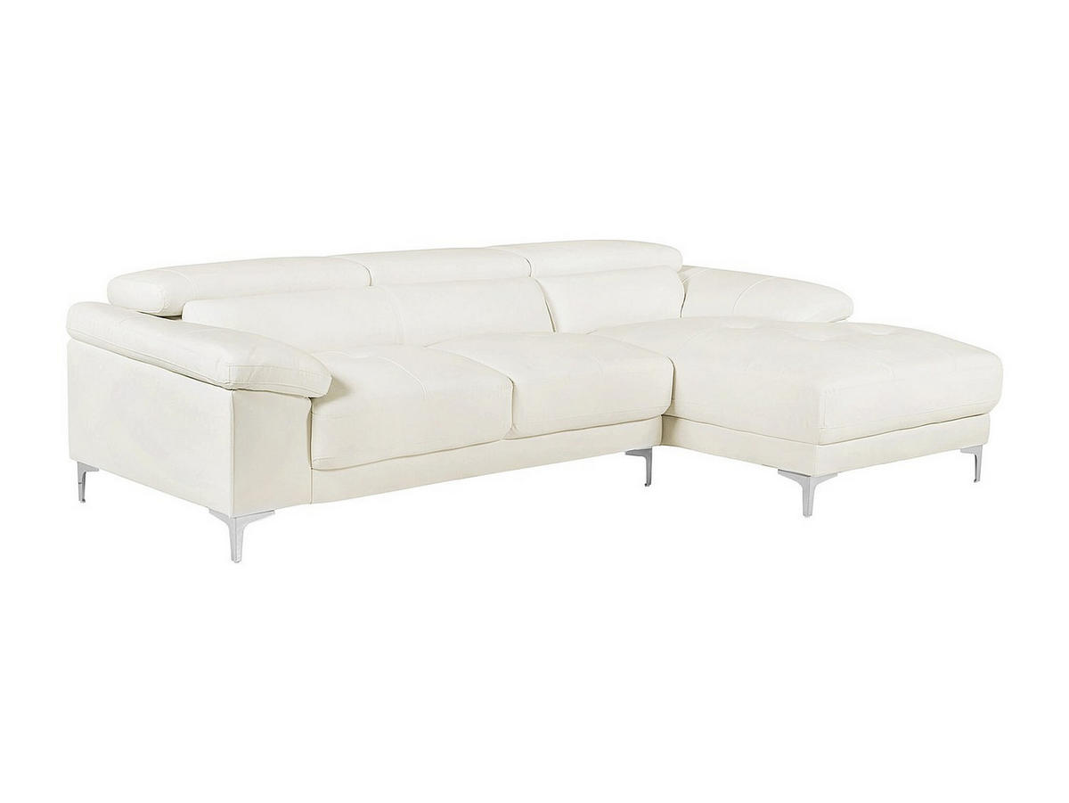ECKSOFA - Ecke Rechts - Leder - Weiß - SOLANGE - Weiß, Leder (265/167cm) - Vente-Unique