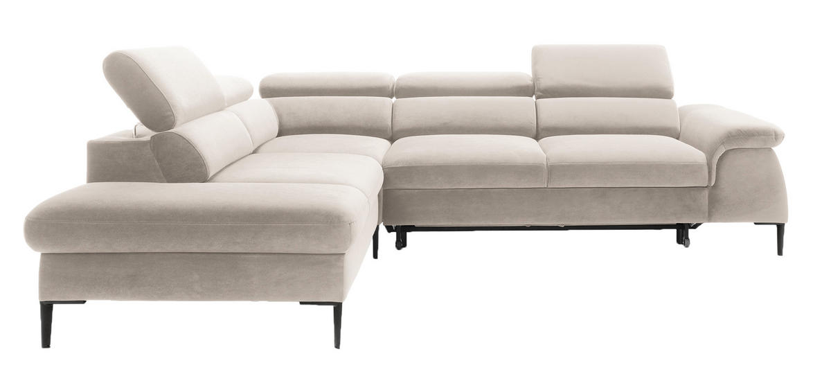 SCHLAFSOFA 280 cm Amaro L mit verstellbaren Kopfstützen, Links, Creme - Creme, Holz (280/214cm) - Emporius