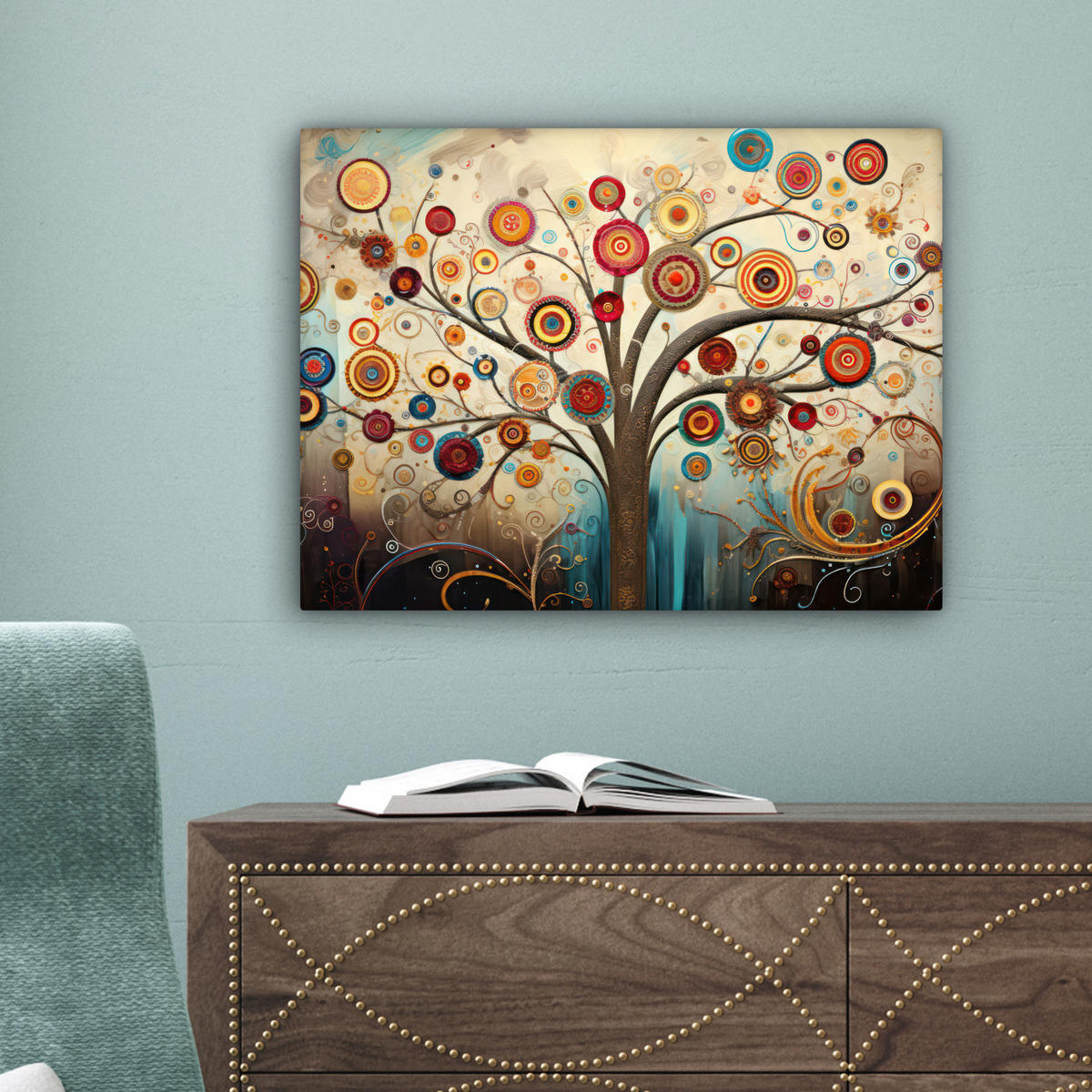 LEINWANDBILD Baum - Baum des Lebens - Farbe Wandbild 40x30 cm - Braun, Textil (40/30cm) - MuchoWow