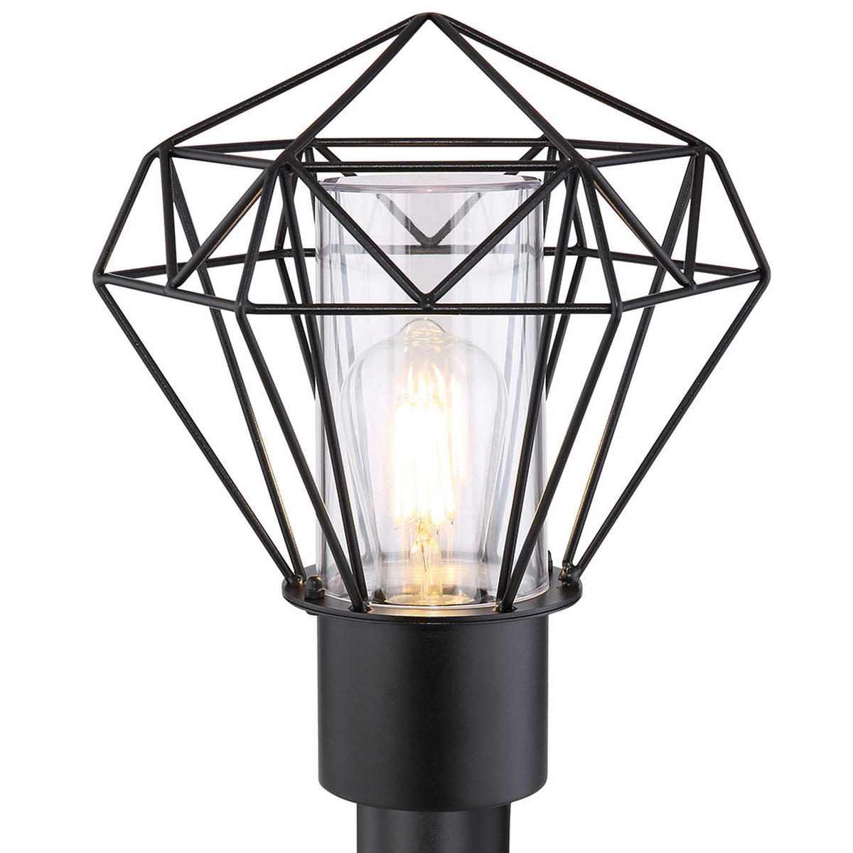 LED STEHLEUCHTE Gitter Edelstahl Schwarz - Schwarz, Metall (22.5/25.5/100cm) - Globo Lighting