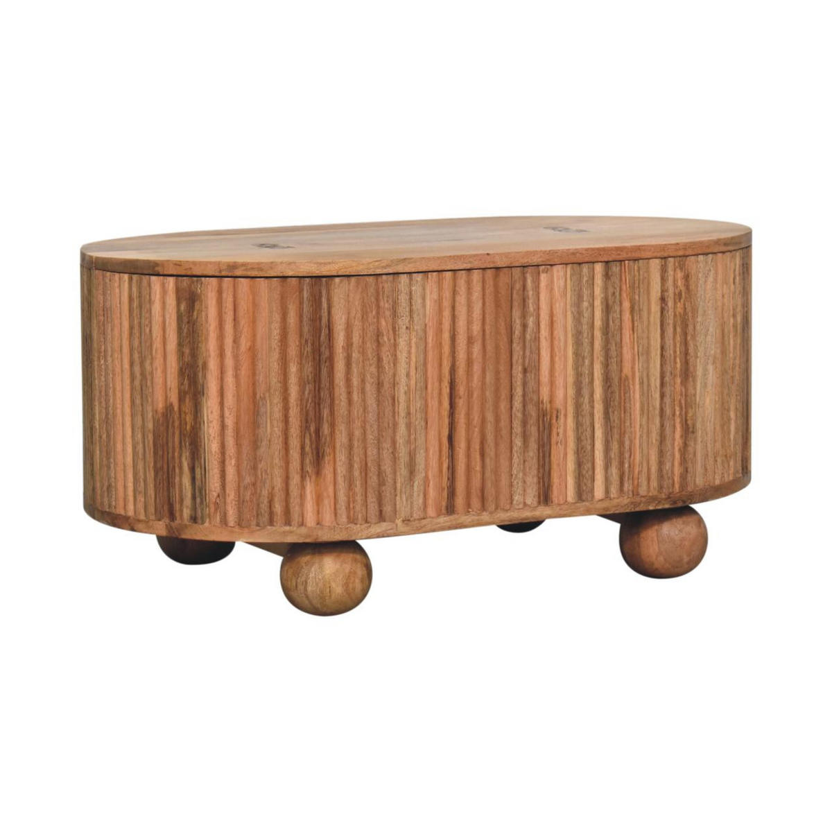 COUCHTISCH Massivholz Soba Kugel, Aufklappbarer Stauraum, Hellbraun - Hellbraun, Mangoholz/Holz (50/82/39cm) - Artisan Furniture