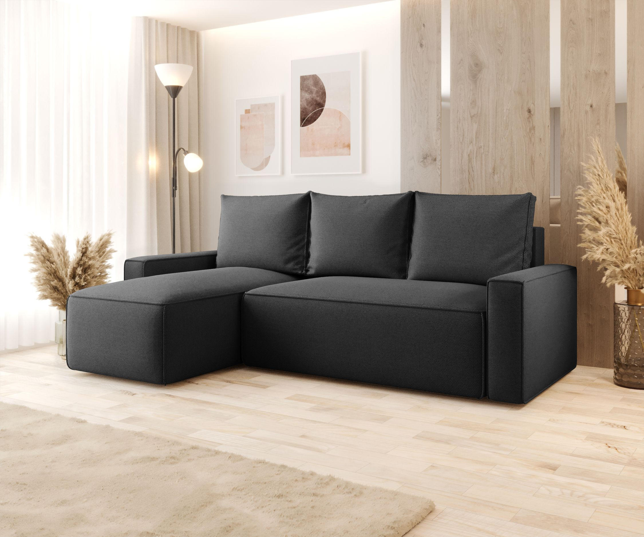 ECKSOFA mit Schlaffunktion SAVIO Curio 97 Links - Dunkelgrau, Textil (232/140cm) - Bedante