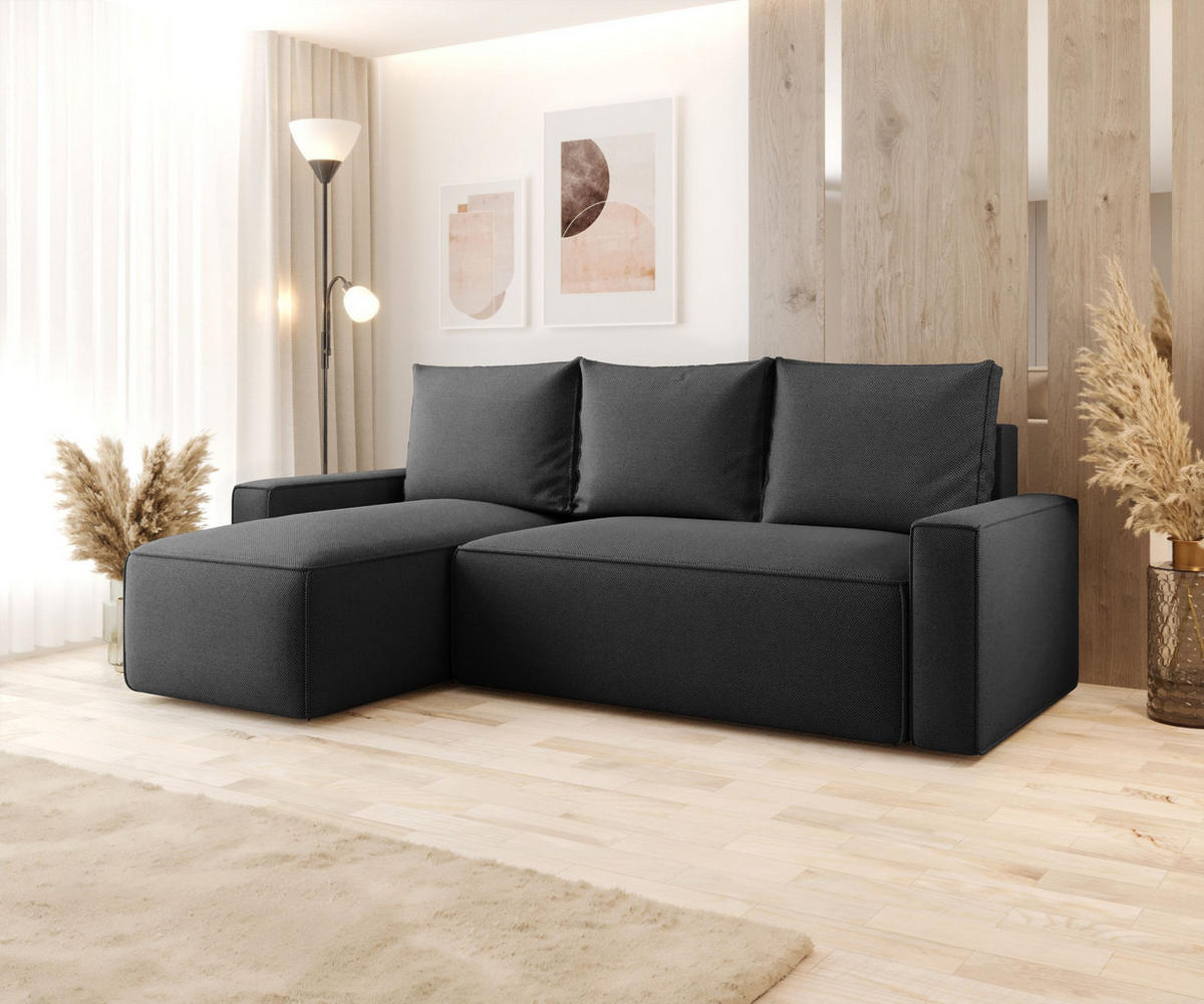 ECKSOFA mit Schlaffunktion SAVIO Curio 97 Links - Dunkelgrau, Textil (232/140cm) - Bedante