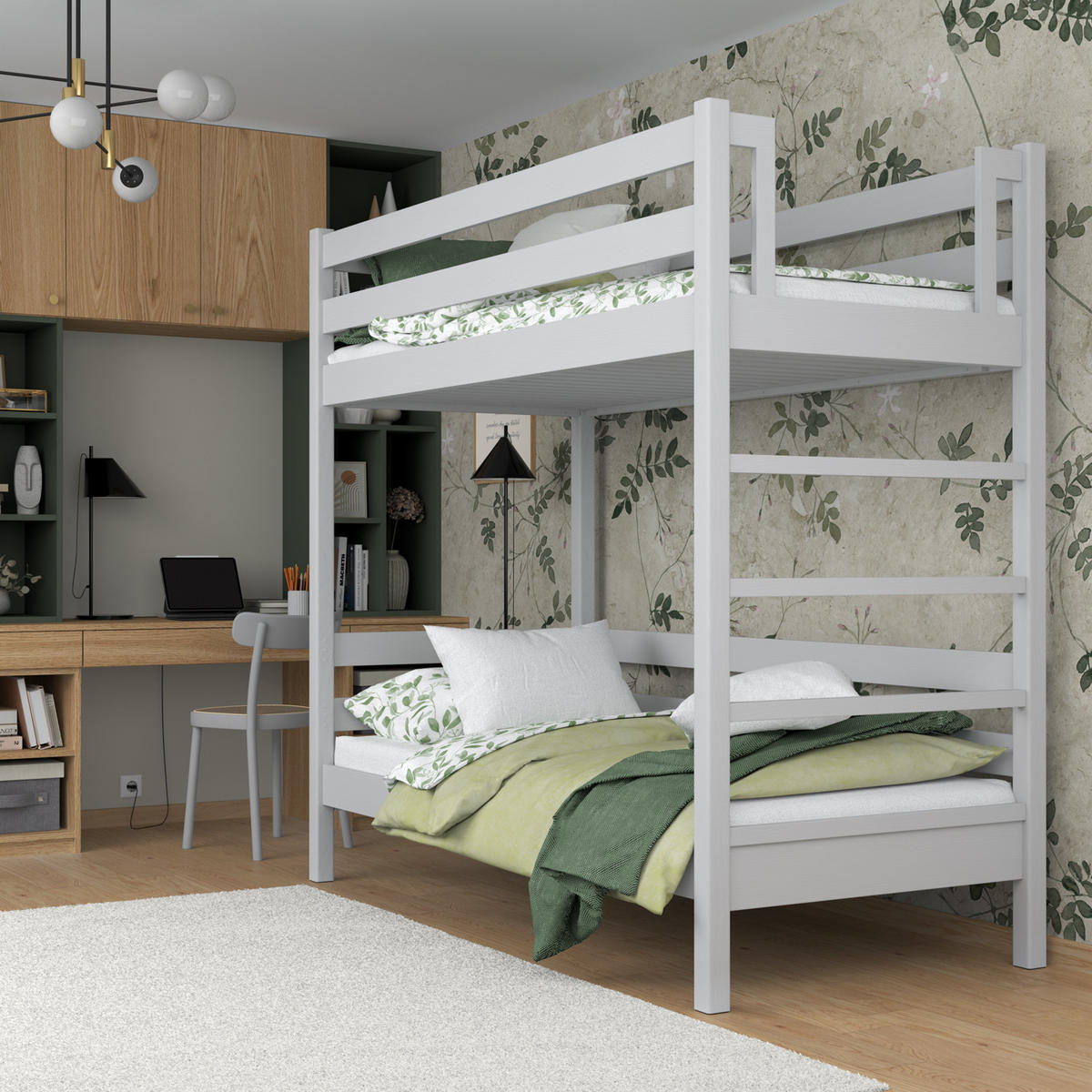 ETAGENBETT N03 Grau 100/190 - Grau, Naturmaterialien/Holz (100/190cm) - N-Wood