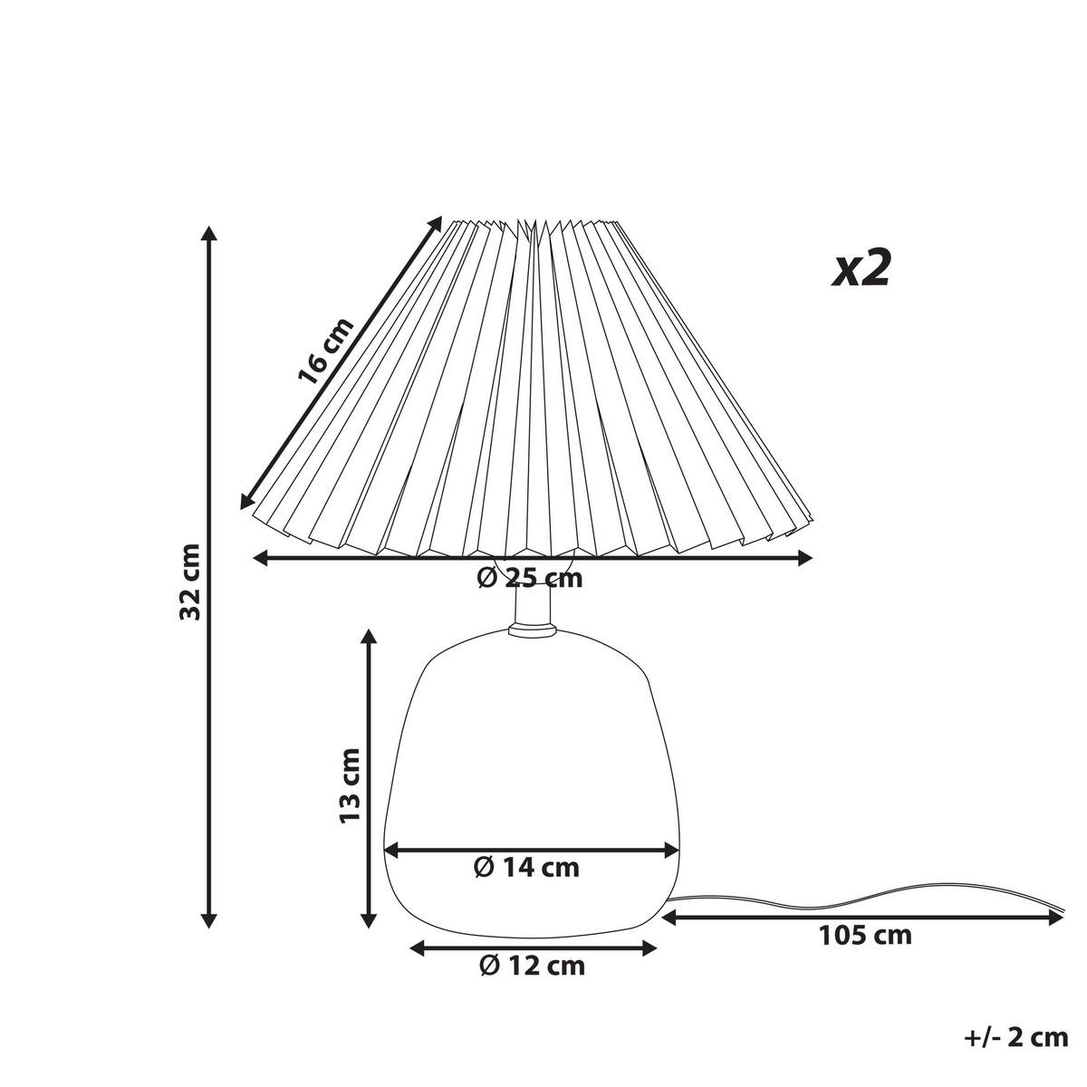 TISCHLAMPE 2er Set Schwarz/Grau Zeyi - Schwarz/Grau, Keramik (25/25/32cm) - Beliani