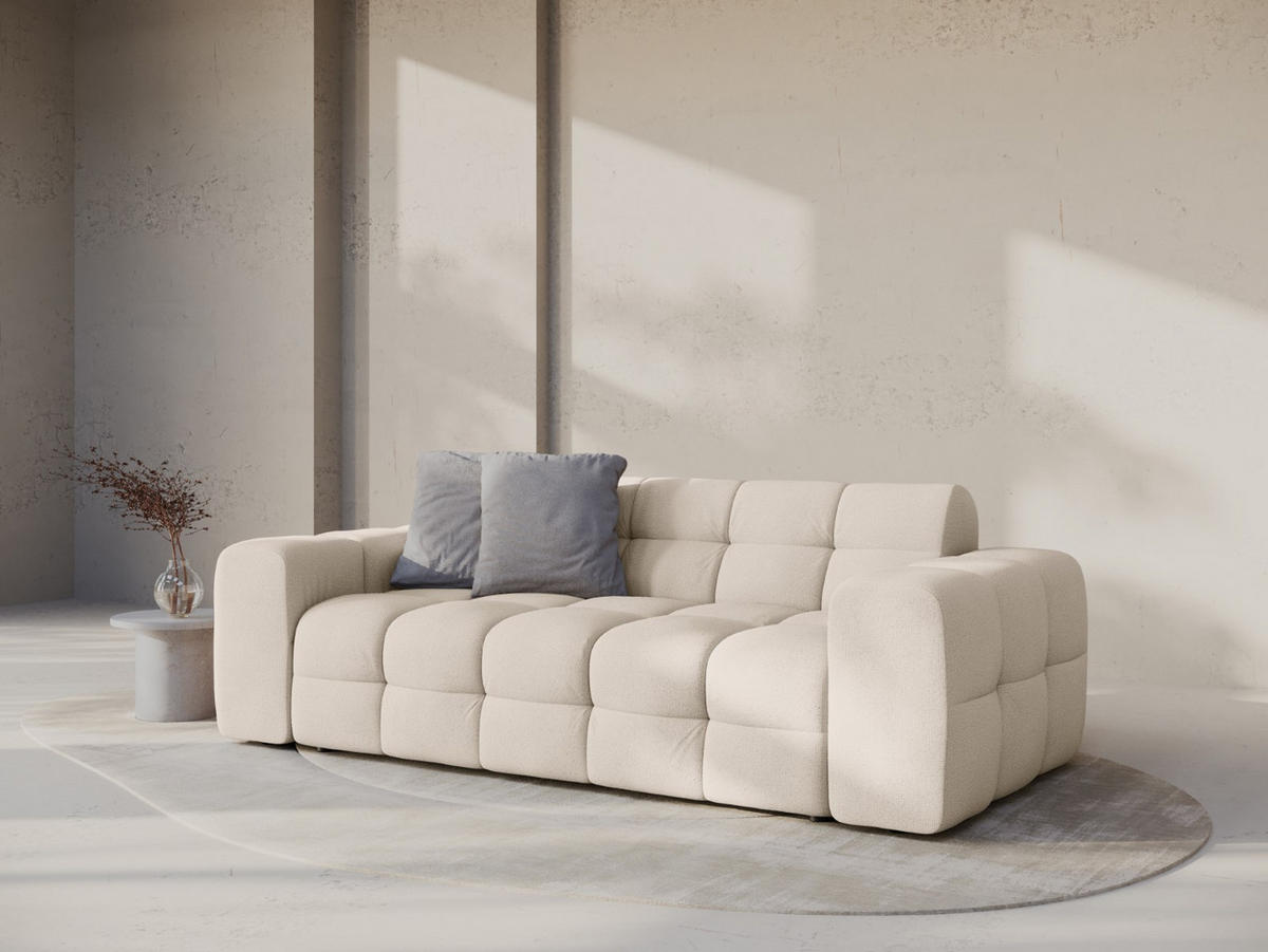 SOFA Kendal aus strukturiertem Stoff beige 3 Sitzplätze - Beige, Textil (103/79/222cm) - Micadoni