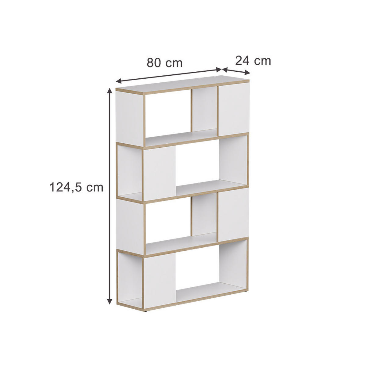 RAUMTEILER Eneos Weiß/Eiche 80 x 124.5 cm - Eichefarben/Weiß, Holzwerkstoff (80/124.5/24cm) - Vicco