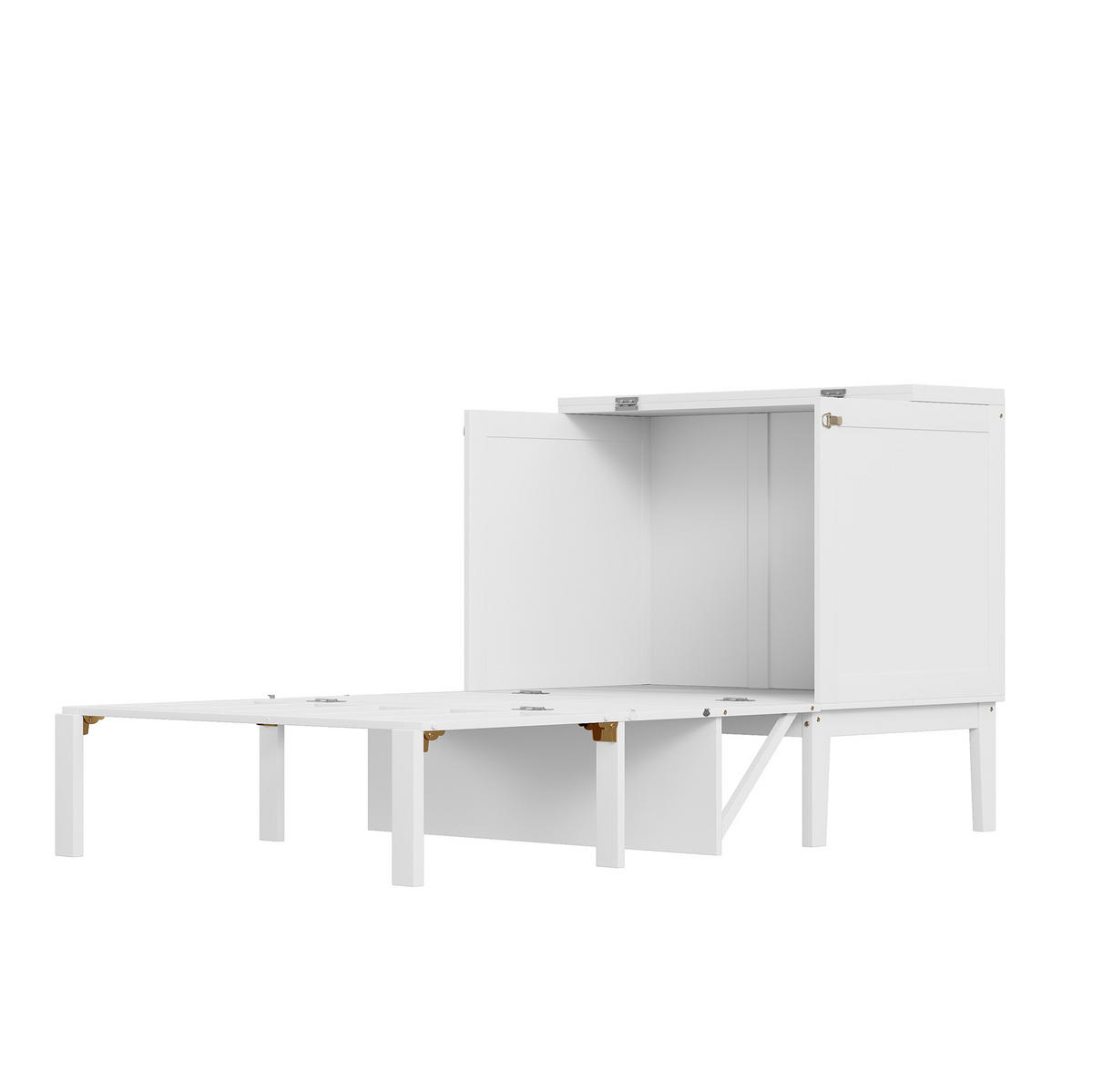 KREVET 90/200 cm sklopivi zidni krevet s letvičastim podnicama i prostorom za pohranu, Bijela - bijela, drvni materijal (90/200cm) - Redom