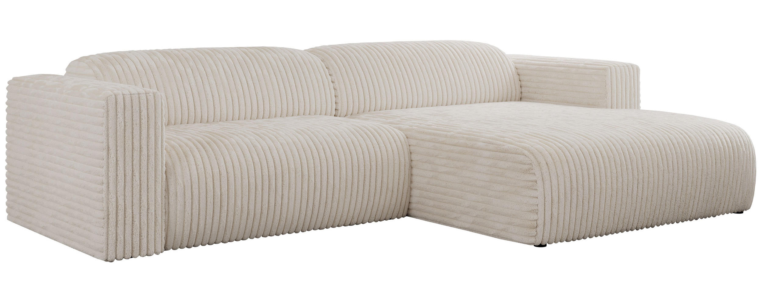 ECKSOFA PASADENA Beige Cord - Rechts Seite - Beige/Schwarz, Kunststoff/Textil (180/288cm) - MKS
