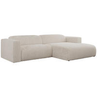 ECKSOFA PASADENA Beige Cord - Rechts Seite - Beige/Schwarz, Kunststoff/Textil (180/288cm) - MKS