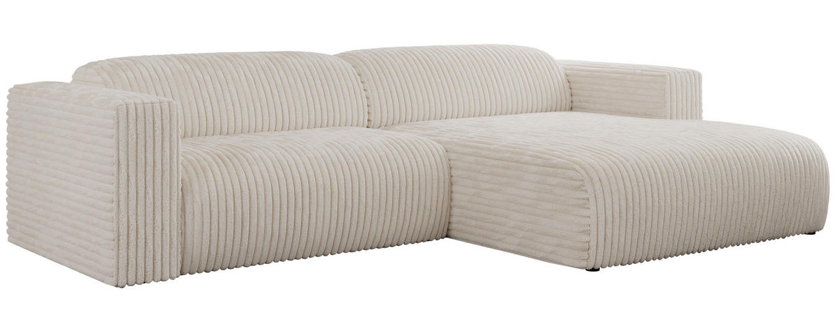 ECKSOFA PASADENA Beige Cord - Rechts Seite - Beige/Schwarz, Kunststoff/Textil (180/288cm) - MKS