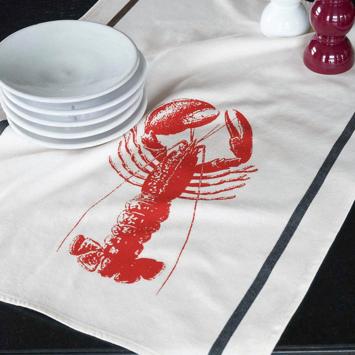 KÜCHENTUCH Homard weiß/rot 50 x 70 cm - Rot/Weiß, Textil (50/50cm)