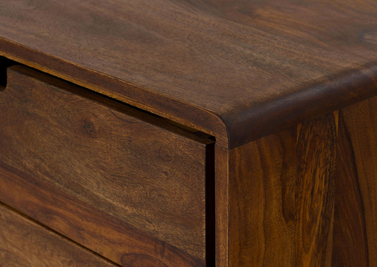 SIDEBOARD Sheesham 200x40x65 walnuss gewachst MALMÖ 2 #130 - Dunkelbraun, Holzwerkstoff (200/65/40cm) - Massivmoebel24