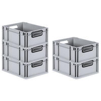 EUROBOX 5x NextGen Color 17x30x40 cm 16 Liter Griffe schwarz offen, Grau - Schwarz/Grau, Kunststoff (30/17/40cm) - PROREGAL