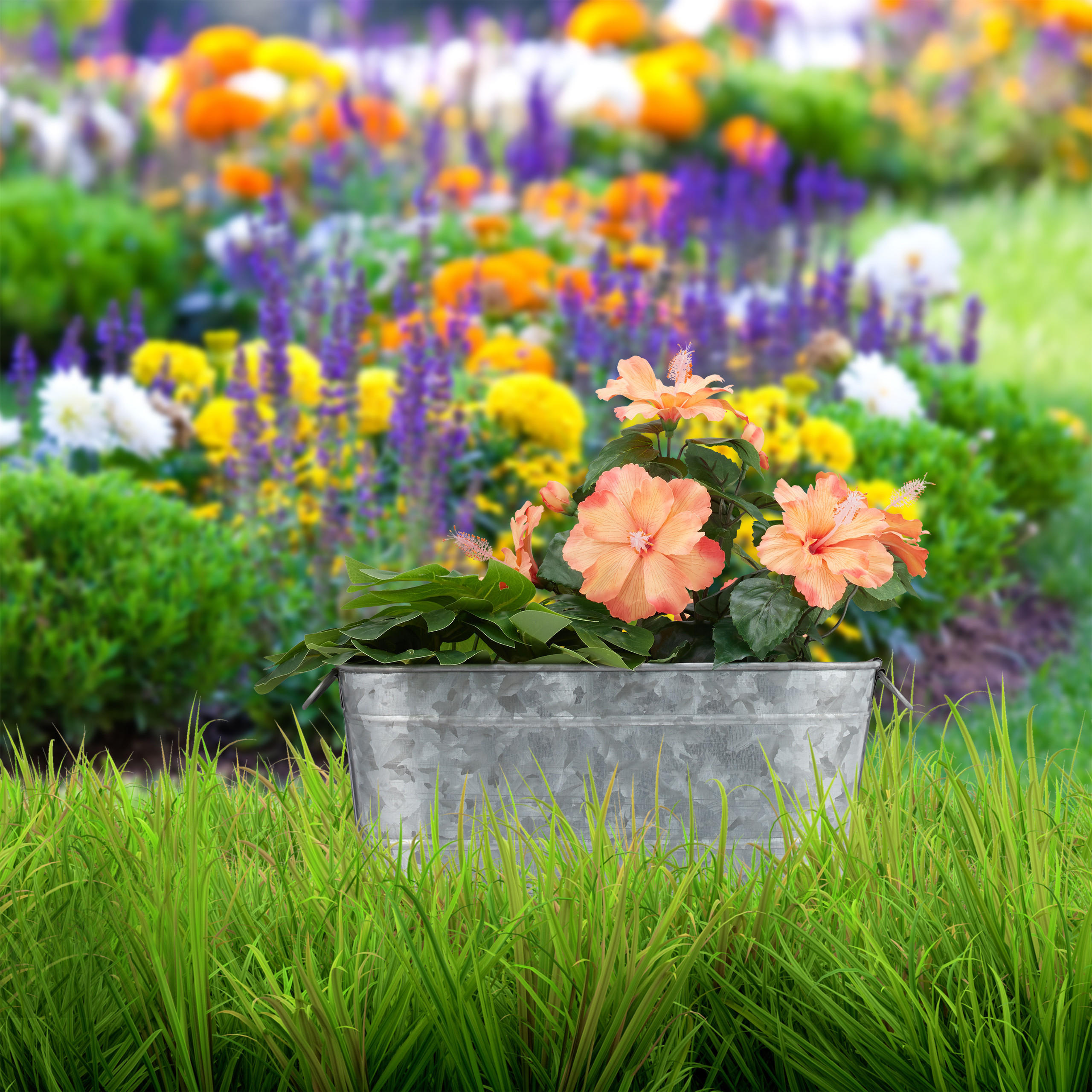 BLUMENKASTEN - Silberfarben, Metall (38/16/19cm) - Relaxdays