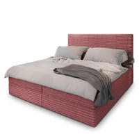BOXBETT PISA 200x200 cm mit Matratze und Topper, H2+H3 - Rosa - Rosa, Holz (200/200cm) - MASSENO