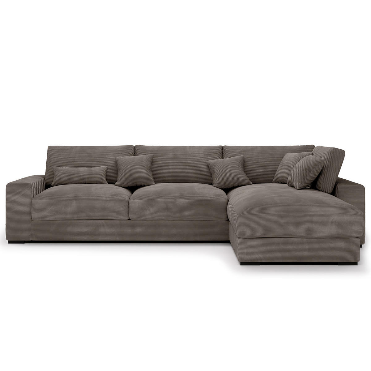 ECKSOFA mit Longchair - Schwarz/Braun, Kunststoff/Textil (340/205cm) - home24