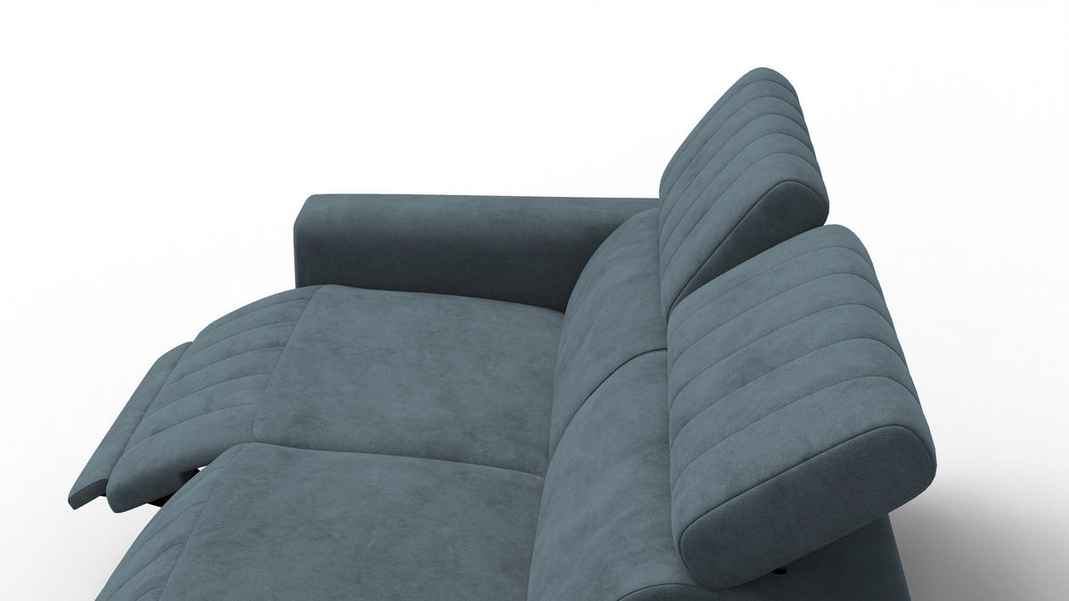 RELAXSOFA NORDEL 3-Sitzer, blaugrau - Blaugrau/Schwarz, Holz/Textil (194/80/105cm) - Courtois Laville