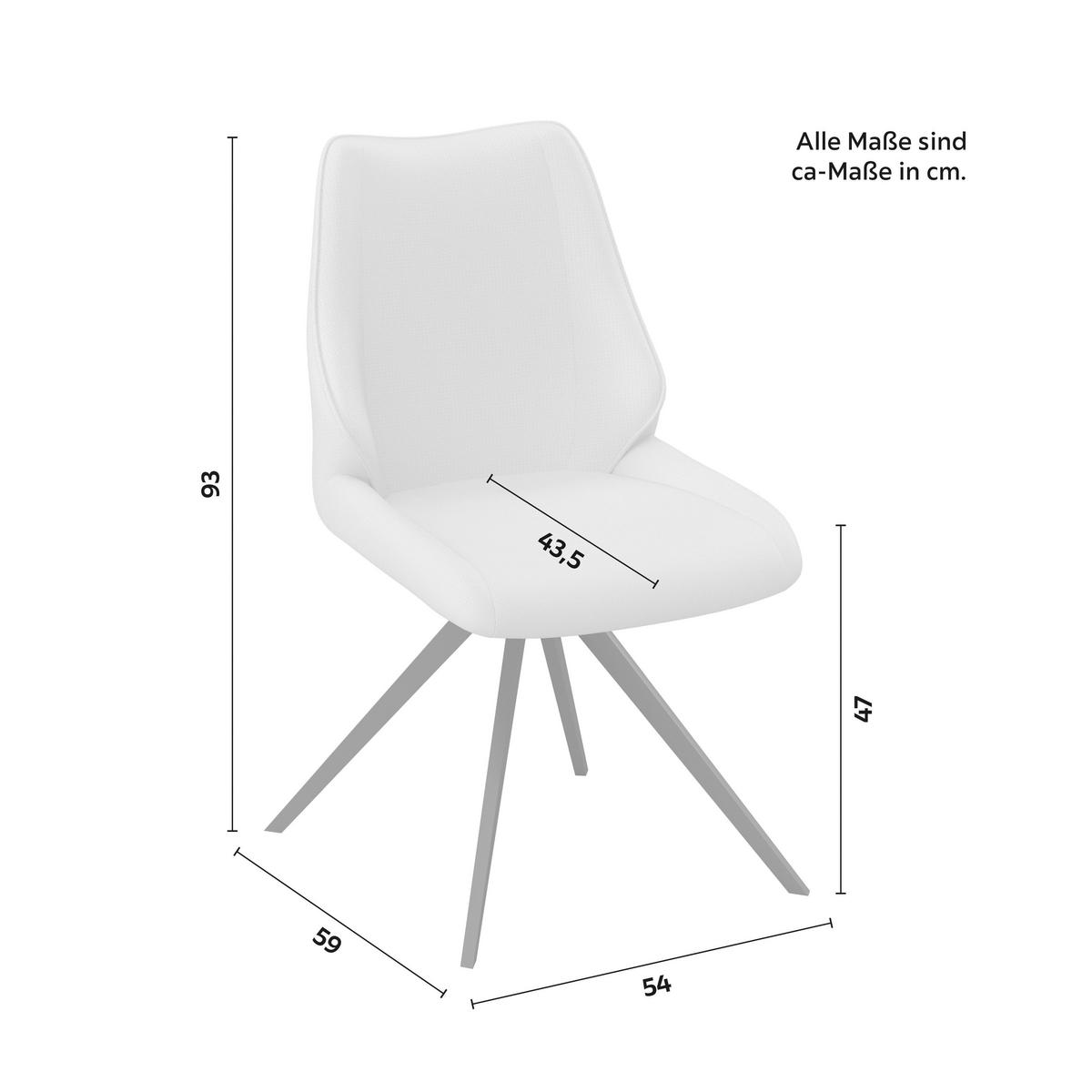 STUHL Milana Hellgrau Webstoff Drehbar Gepolstert - Hellgrau, Holz (54/93/59cm) - Bessagi Home