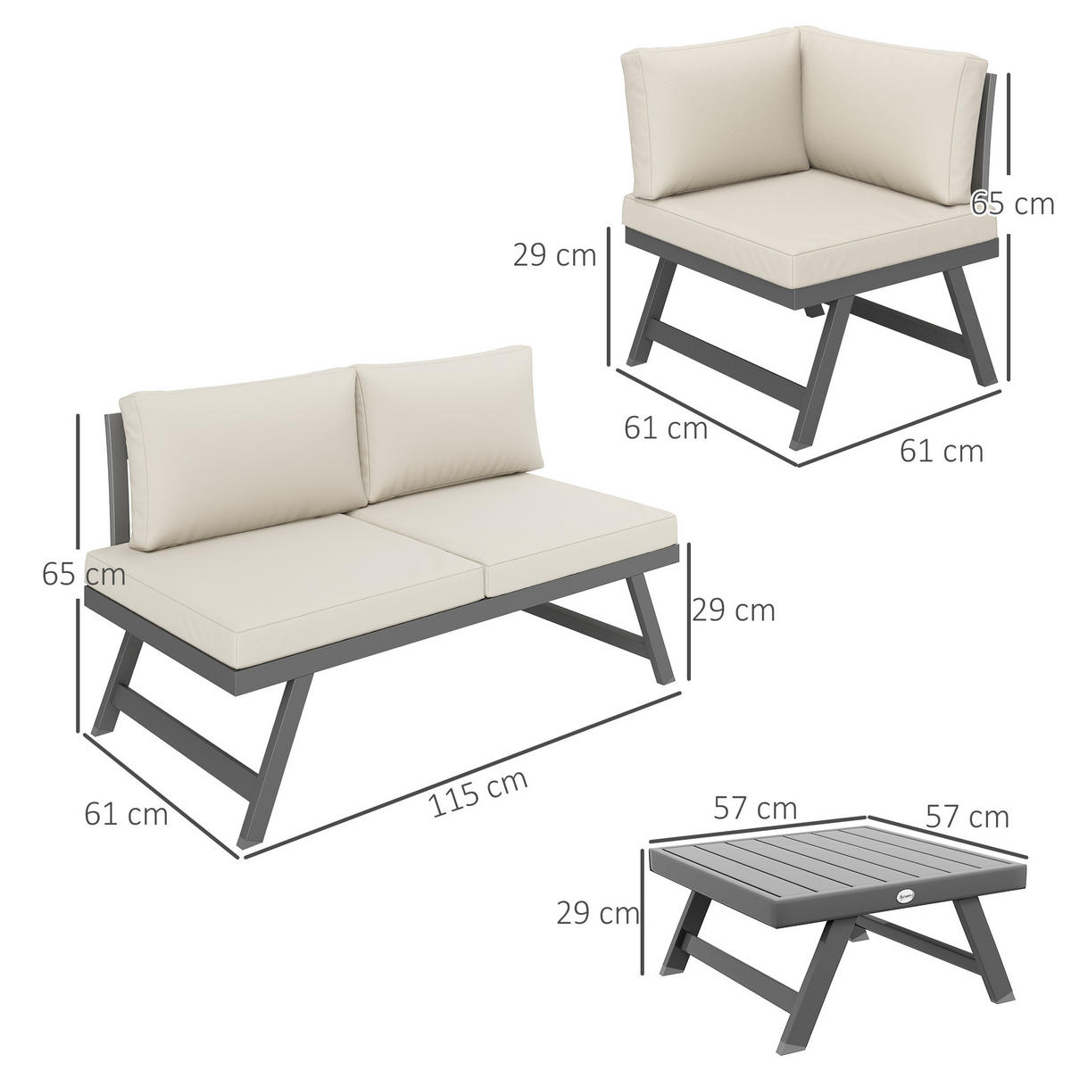 LOUNGEGARNITUR 4-teilig DE-13418 Grau/Beige - Beige, Textil - ComfortXL